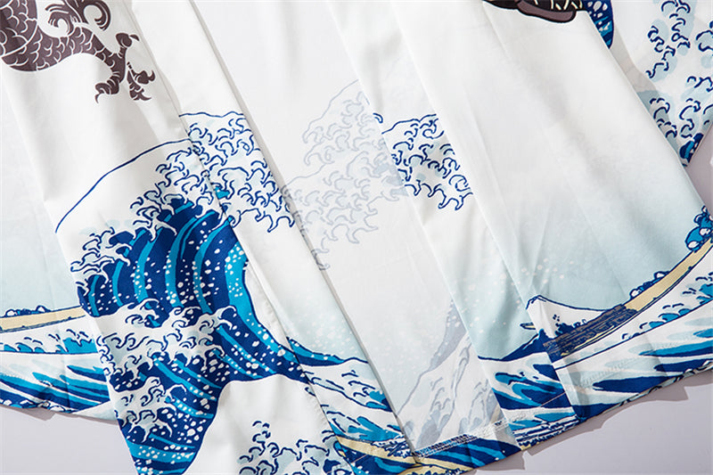 Haori Ola de Mar Japonés con pez Koi